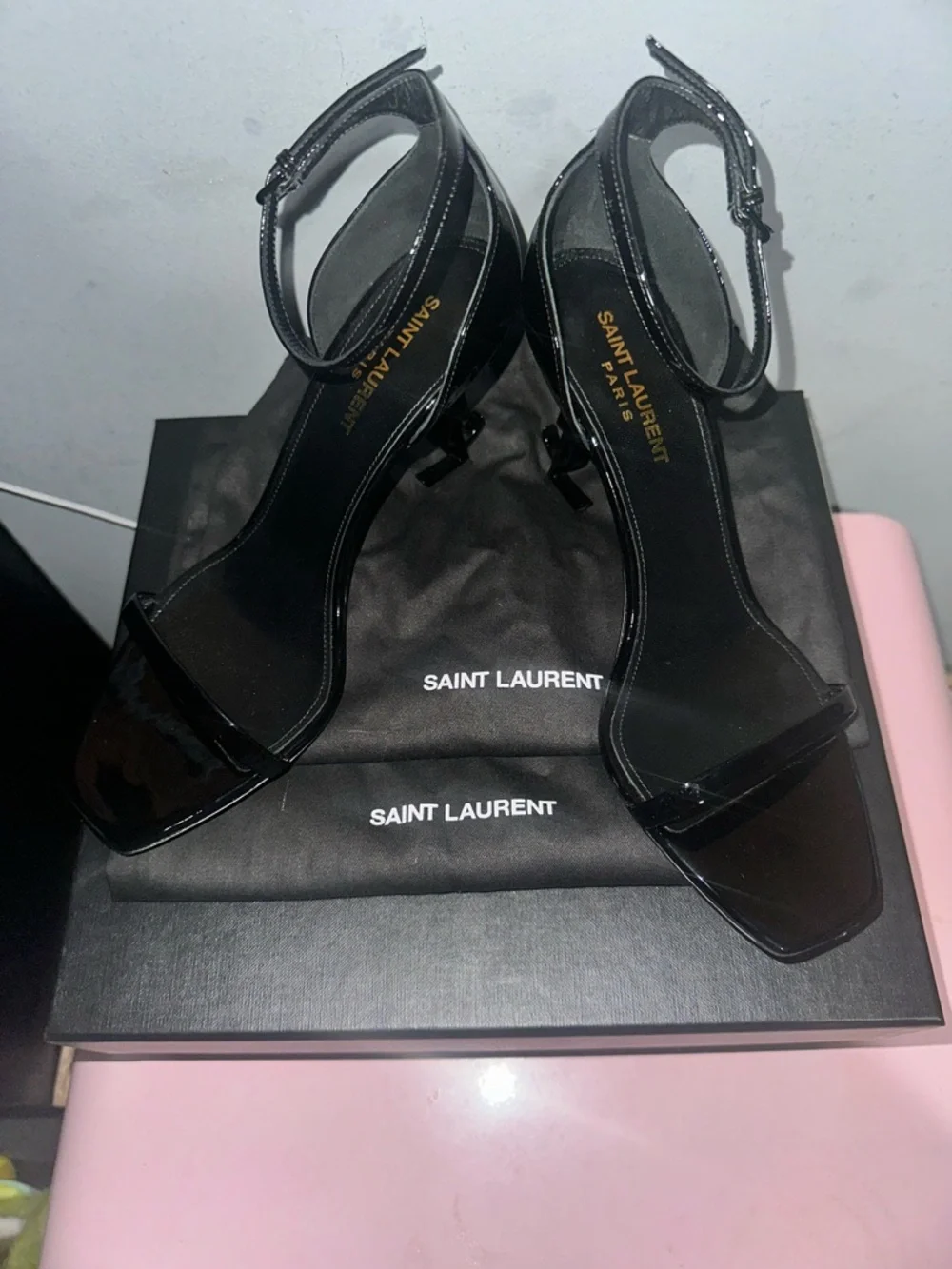 Saint Laurent Black Patent Leather Ankle-Strap Sandals - Picture 4 of 10